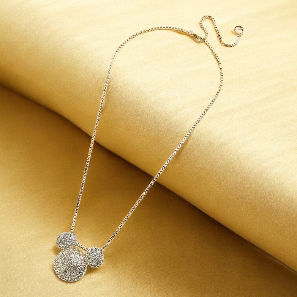 NEW Disney 3D pendant of Mickey's Mouse Pavé Bubble Necklace Officially Licensed - Picture 1 of 4